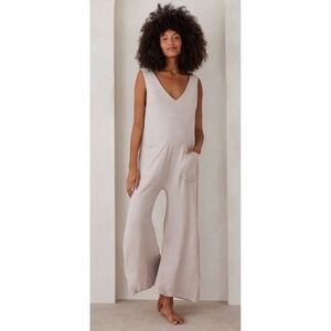 BUMPSUIT White Linen Viscose Blend Wide Leg Maternity Jumpsuit Sleeveless Size S
